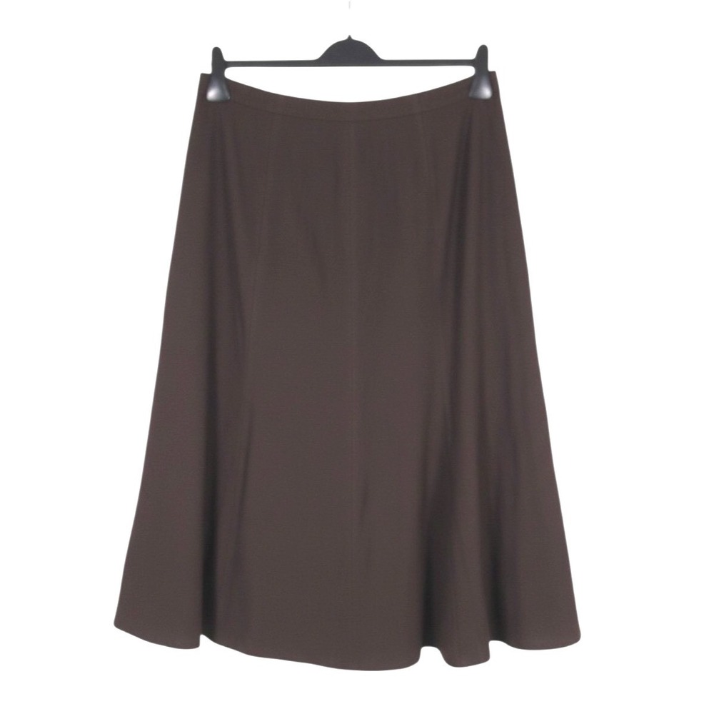 MATCH POINT Midweight LINEN Dark Brown ELASTIC WAIST Paneled A-LINE SKIRT Sz L